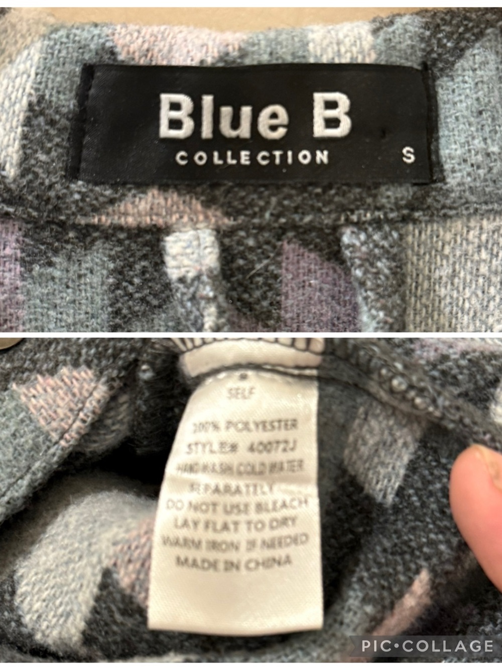 Blue B Aztec Western Shacket Jacket Gray Lavender Cropped Snap Front Small - Picture 6 of 7